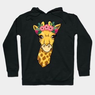 Giraffe with Wreath of flowers Hoodie